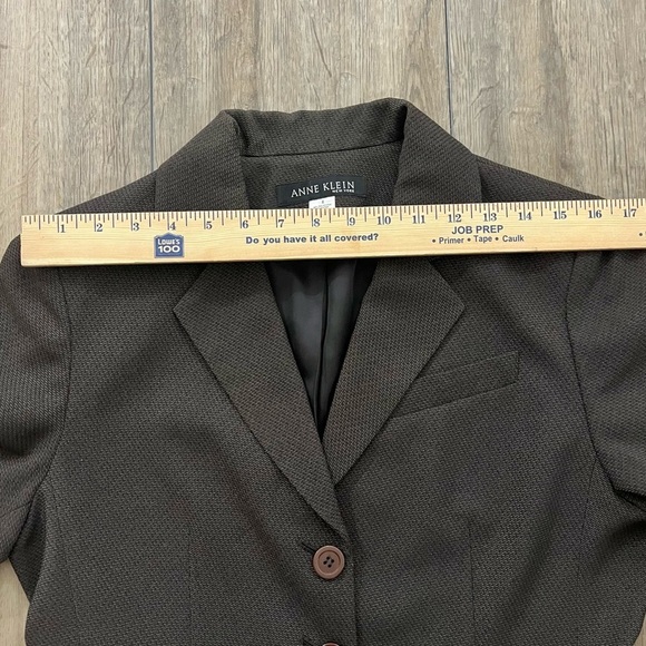 Anne Klein Blazer Womens 8 Suit Jacket Tweed Brown Long Career Work Office Korea - Picture 6 of 10